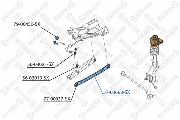 Control/Trailing Arm, wheel suspension (57-03680-SX)