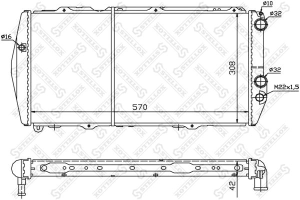 Radiator, engine cooling (10-25017-SX)
