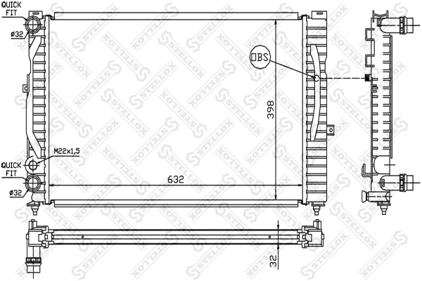 Radiator, engine cooling (10-25021-SX)