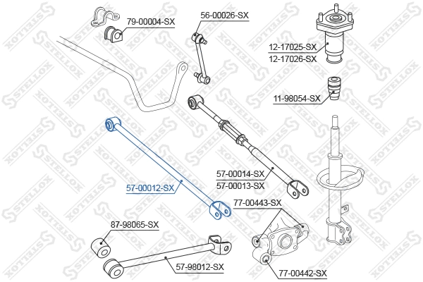 Rod/Strut, wheel suspension (57-00012-SX)