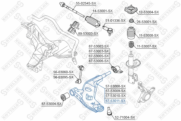 Control/Trailing Arm, wheel suspension (57-53011-SX)