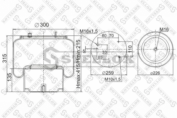 Bellow, air suspension (90-08361-SX)