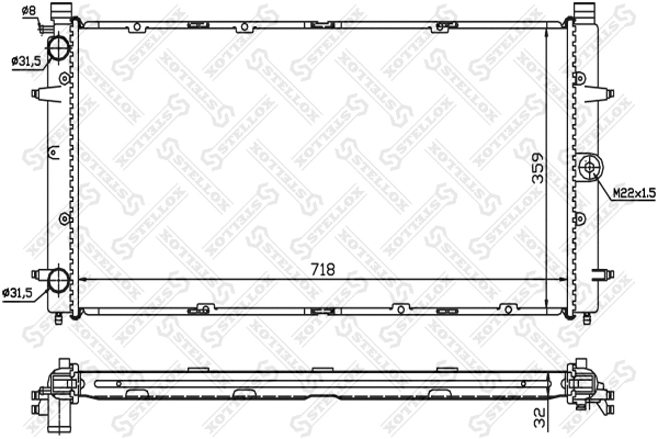 Radiator, engine cooling (10-25008-SX)