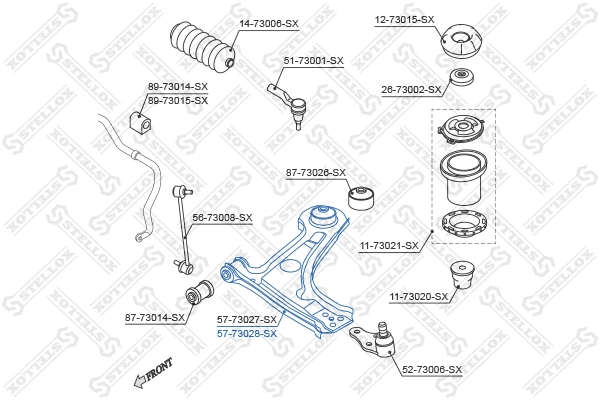 Control/Trailing Arm, wheel suspension (57-73028-SX)