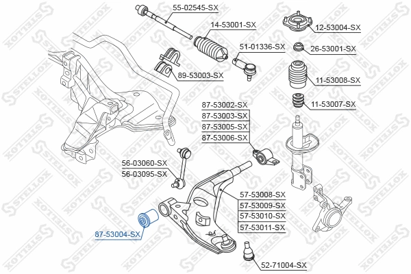 Mounting, control/trailing arm (87-53004-SX)