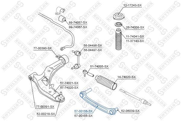 Control/Trailing Arm, wheel suspension (57-00156-SX)