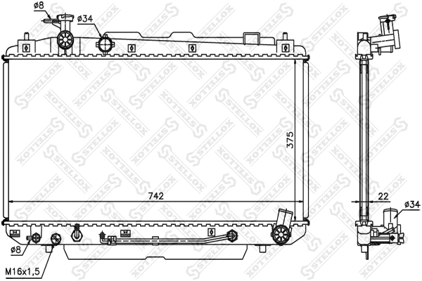 Radiator, engine cooling (10-25185-SX)