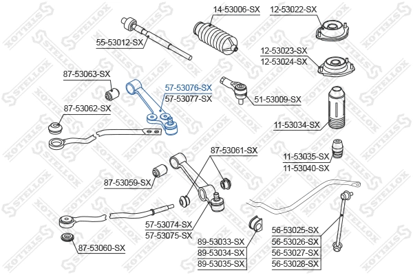 Control/Trailing Arm, wheel suspension (57-53076-SX)