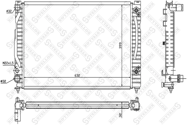 Radiator, engine cooling (10-25544-SX)