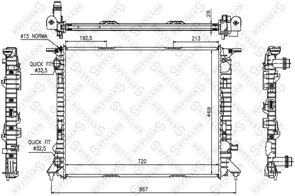 Radiator, engine cooling (10-25524-SX)
