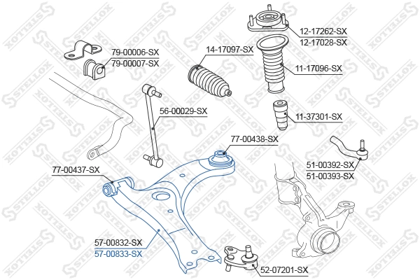 Control/Trailing Arm, wheel suspension (57-00833-SX)