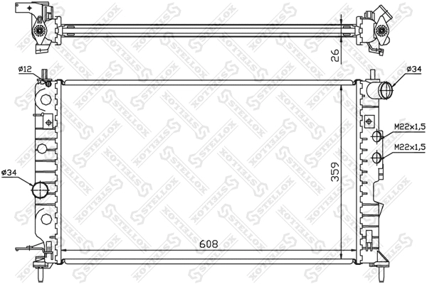 Radiator, engine cooling (10-25124-SX)