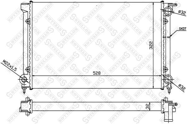 Radiator, engine cooling (10-25000-SX)