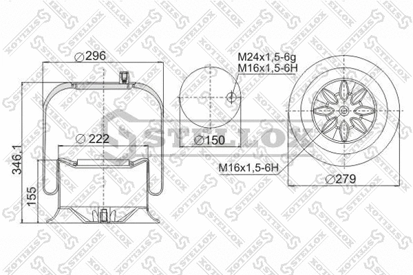 Bellow, air suspension (90-47574-SX)