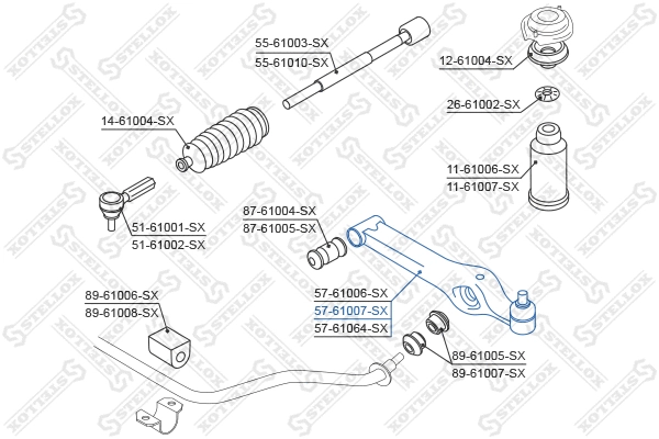 Control/Trailing Arm, wheel suspension (57-61007-SX)