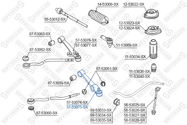 Control/Trailing Arm, wheel suspension (57-53075-SX)