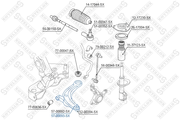 Control/Trailing Arm, wheel suspension (57-00093-SX)
