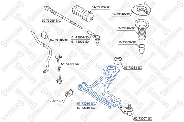 Control/Trailing Arm, wheel suspension (57-73015-SX)