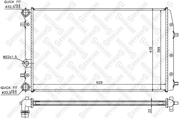 Radiator, engine cooling (10-25359-SX)
