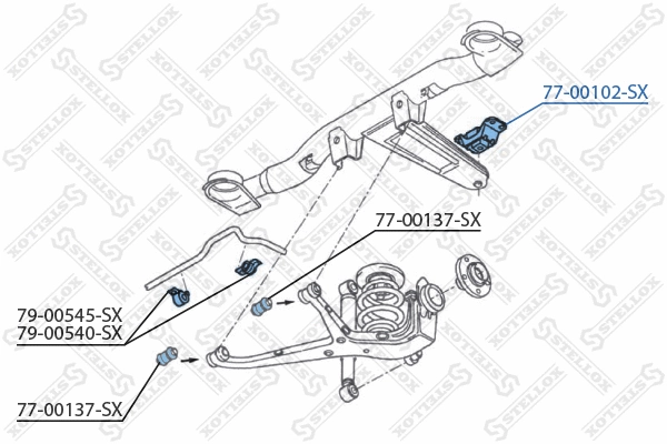 Mounting, control/trailing arm (77-00102-SX)