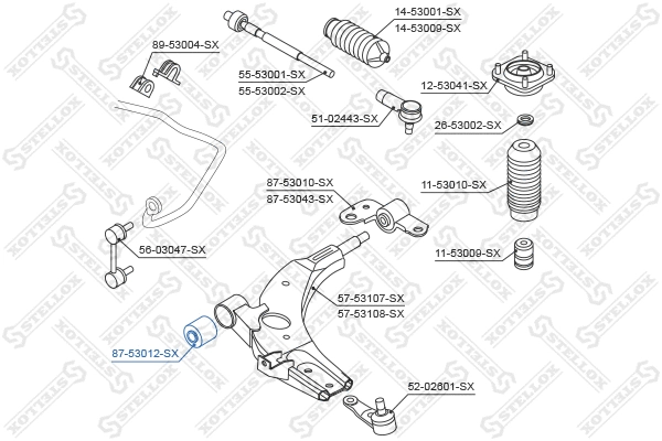 Mounting, control/trailing arm (87-53012-SX)