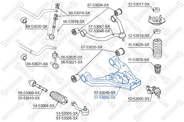 Control/Trailing Arm, wheel suspension (57-53050-SX)
