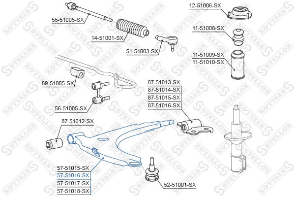 Control/Trailing Arm, wheel suspension (57-51016-SX)