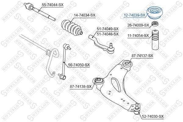 Suspension Strut Support Mount (12-74039-SX)