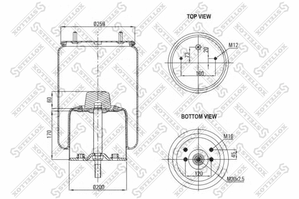 Bellow, air suspension (90-07241-SX)