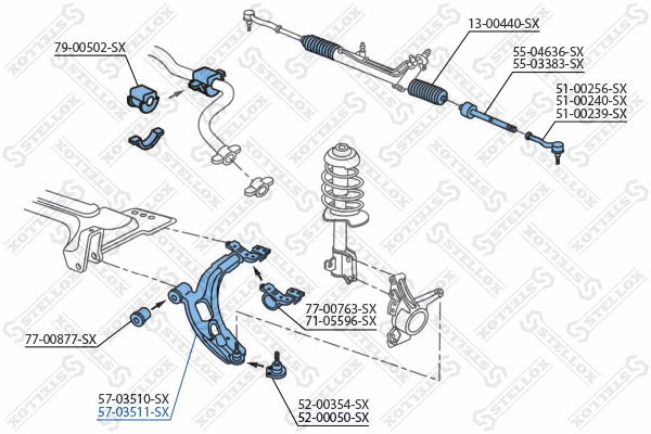 Control/Trailing Arm, wheel suspension (57-03511-SX)