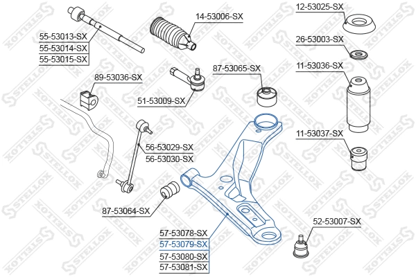 Control/Trailing Arm, wheel suspension (57-53079-SX)