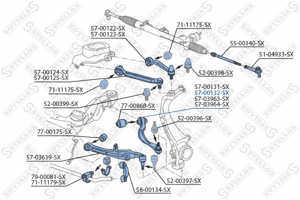 Control/Trailing Arm, wheel suspension (57-00132-SX)