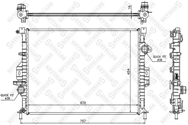 Radiator, engine cooling (10-25456-SX)