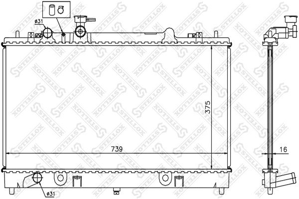 Radiator, engine cooling (10-25418-SX)