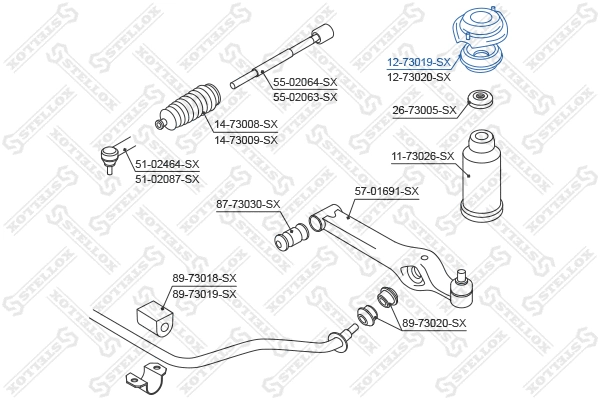 Suspension Strut Support Mount (12-73019-SX)