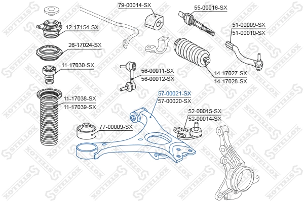 Control/Trailing Arm, wheel suspension (57-00021-SX)