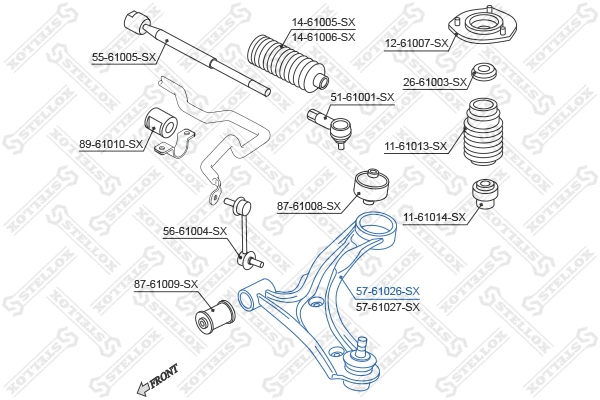 Control/Trailing Arm, wheel suspension (57-61026-SX)