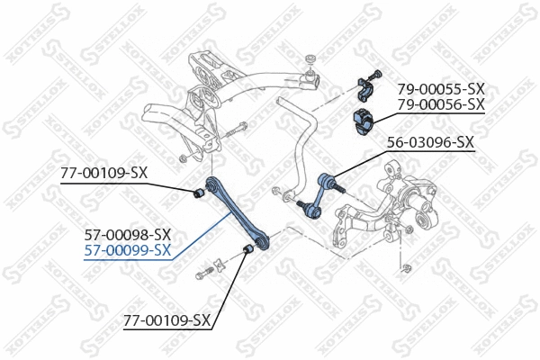 Control/Trailing Arm, wheel suspension (57-00099-SX)