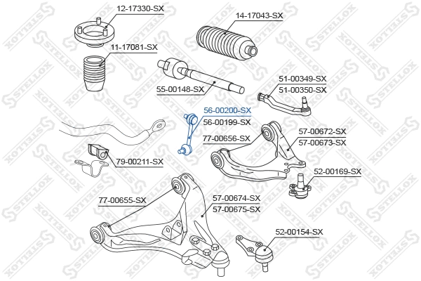 Link/Coupling Rod, stabiliser bar (56-00200-SX)
