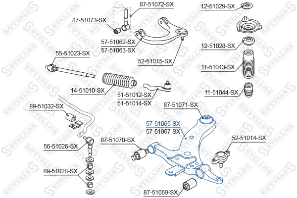 Control/Trailing Arm, wheel suspension (57-51065-SX)