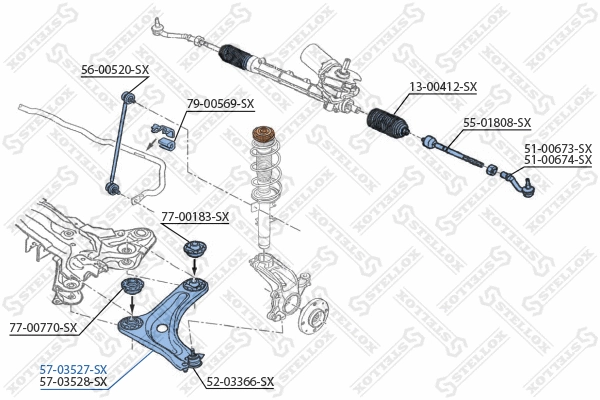 Control/Trailing Arm, wheel suspension (57-03527-SX)
