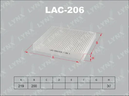 Filter, cabin air (LAC-206)