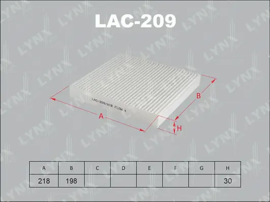 Filter, cabin air (LAC-209)