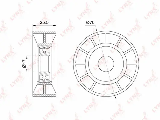 Tensioner Pulley, V-ribbed belt (PB-5342)
