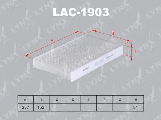 Filter, cabin air (LAC-1903)