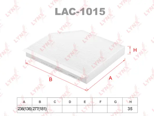 Filter, cabin air (LAC-1015)
