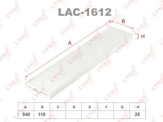 Filter, cabin air (LAC-1612)