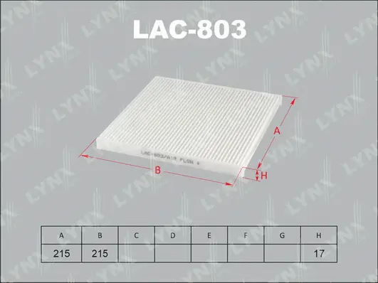 Filter, cabin air (LAC-803)