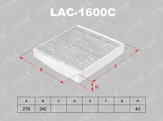 Filter, cabin air (LAC-1600C)