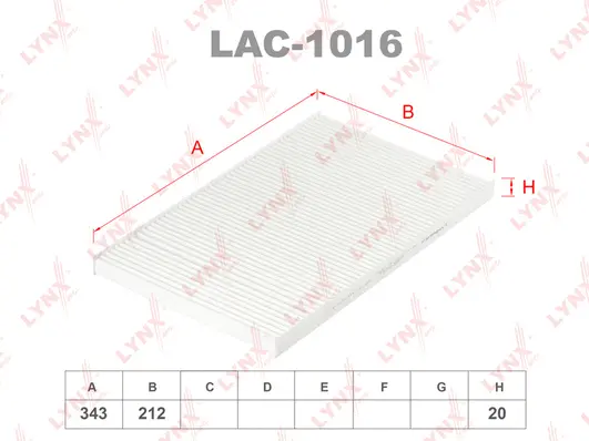 Filter, cabin air (LAC-1016)
